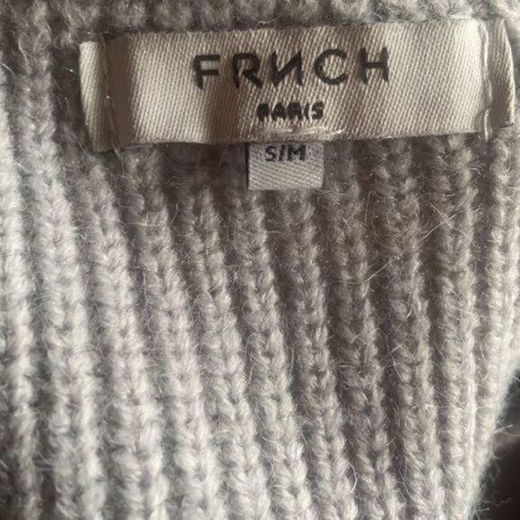 FRNCH Paris V Neck Ribbed Knit Sweater Gray NWT - Picture 6 of 10
